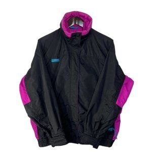 Columbia Jacket Women’s Large Black Pink Bugaboo Ski Coat Full Length Zip Button